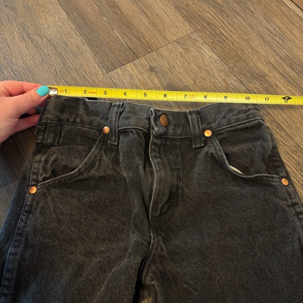 Vintage Western Wrangler Boys Jeans Size 7 Black Denim Adjustable Waist - Picture 6 of 6